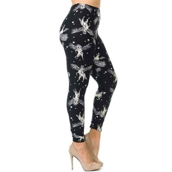 X-Plus Size Womens Buttery Soft Magical‎ Pegasus XPlus Size Leggings - Picture 4 of 7